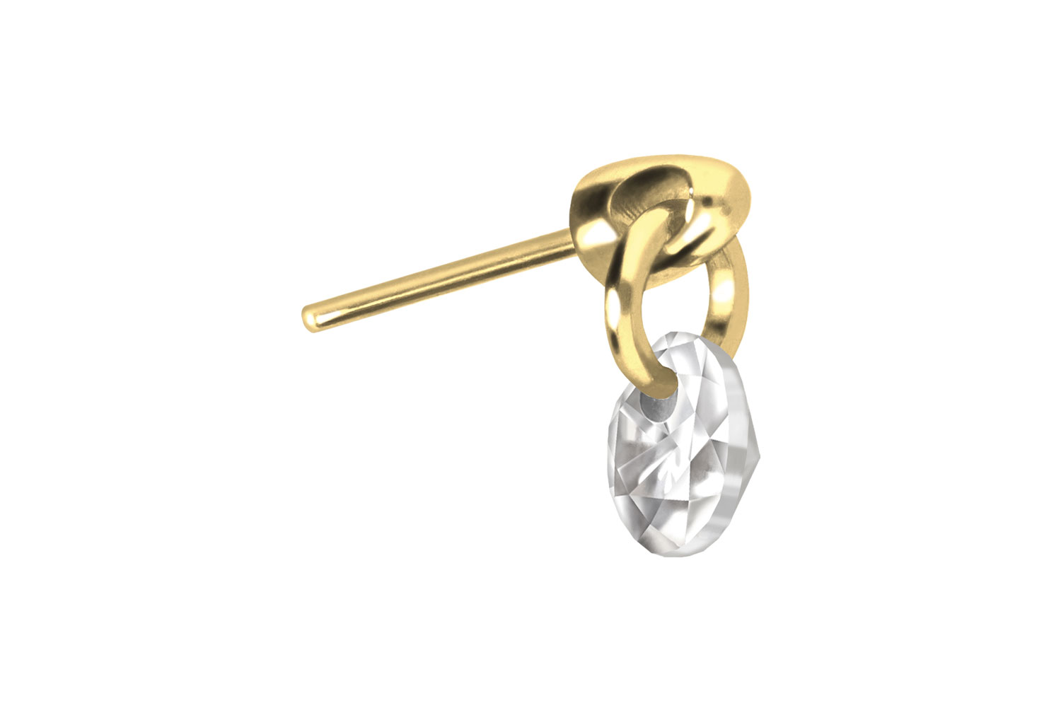 Titan Aufsatz mit Push Pin RUNDER KRISTALL von Piercingline